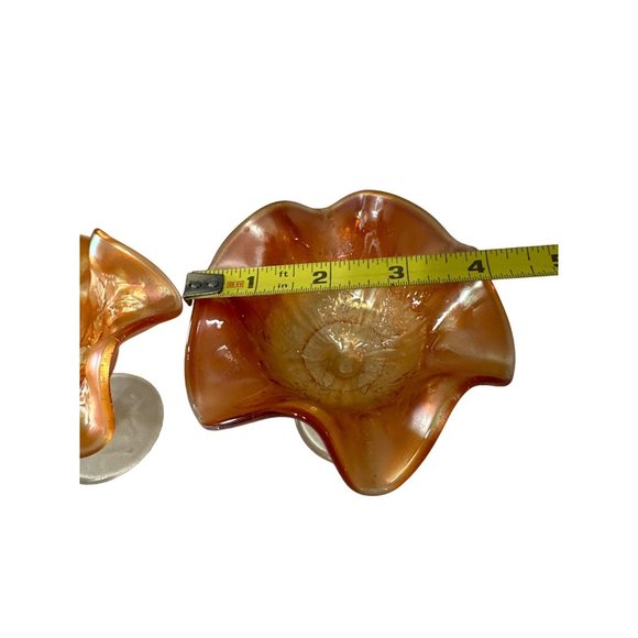 Vintage Fenton Marigold Holly and Berry 4” set of 2?compotes - Picture 7 of 8